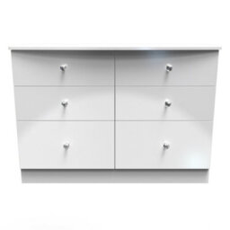 Broadway 6 Drawer Wide Chest With Led Lights In White Gloss (Ready Assembled) - thumbnail 1