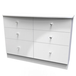 Broadway 6 Drawer Wide Chest With Led Lights In White Gloss (Ready Assembled) - thumbnail 3