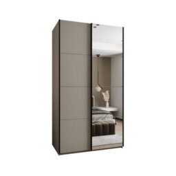 Arte Trosa Iii Cashmere Mirrored Sliding Door Wardrobe W1300mm H2450mm D640mm With Black Steel Handles - thumbnail 1
