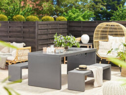 Beliani Garden Dining Table Taranto 180 Cm 90 Cm Concrete Grey - thumbnail 2