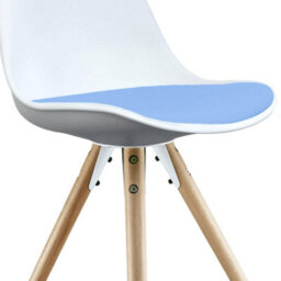 Fusion Living Soho White & Light Blue Plastic Dining Chair With Pyramid Light Wood Legs - thumbnail 3
