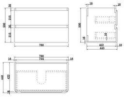 Affine Wall Mounted Bathroom Vanity Unit Basin Sink Storage Furniture Cabinet 800 Grey - thumbnail 6