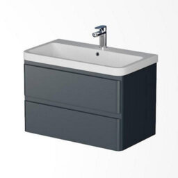 Affine Wall Mounted Bathroom Vanity Unit Basin Sink Storage Furniture Cabinet 800 Grey - thumbnail 4