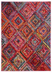 Modern Rug, Chequered Rug For Bedroom, Living Room, & Dining Room, 7mm Thick Multicolor Geometric Rug-80 X 240Cm (Runner) - thumbnail 1