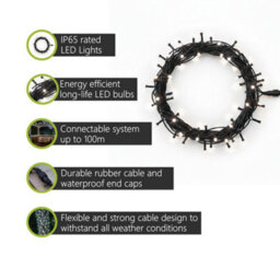 Pegdev - Pdl Led String Lights Cool White Black Rubber Ip65 Connectable Outdoor Indoor Waterproof Garden Patio Party Lighting 5M - thumbnail 2