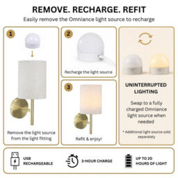 Auraglow Omniance Calista Rechargeable Wireless Wall Light With Remote - Satin Nickel -1 Lamp, 1 Light Source, 1 Remote - thumbnail 4