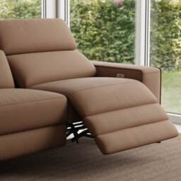 Valencia Esther Top Grain Leather Three Seats With Left Chaise Sofa Brown Kiln Dried Hardwood Frame Power Headrests - thumbnail 6