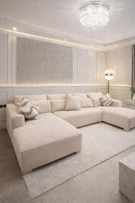 Home & Love Luxury Sloane U Shape Corner Sofa - Naples Cream