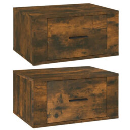 Berkfield Elegant Wall-Mounted Bedside Cabinets 2 Pcs Smoked Oak 50X36X25 Cm - thumbnail 1