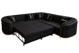 Stratus Interiors Ambassador Luxury Velvet Corner Sofa Bed With Gold Trim Detail - thumbnail 2