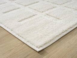 Aya Living Room Area Rugs - Embossed Cubed Design Cream 60Cm X 220Cm - thumbnail 4
