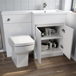 Affine Bathroom Vanity Unit Basin 1100 mm Toilet Combined Furniture Right Hand Rh White - thumbnail 4