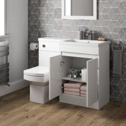 Affine Bathroom Vanity Unit Basin 1100 mm Toilet Combined Furniture Right Hand Rh White - thumbnail 3