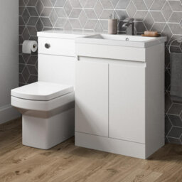 Affine Bathroom Vanity Unit Basin 1100 mm Toilet Combined Furniture Right Hand Rh White - thumbnail 2