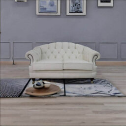 Chesterfield 2 Seater White Leather Sofa Settee Custom Made In Victoria Style - thumbnail 4