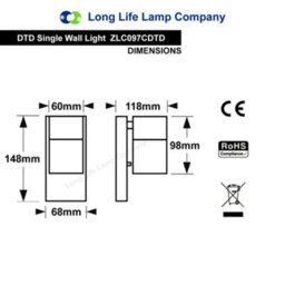 Long Life Lamps Company Single Outdoor Wall Light Dusk Till Dawn Sensor Copper Finish Ip65 Zlc097Cdtd - thumbnail 2