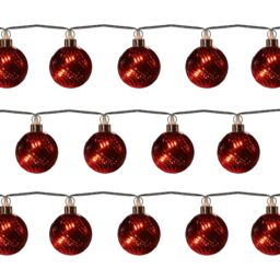 20 Warm White Red Glass Led String Lights With Timer Function Silver Cable - thumbnail 3
