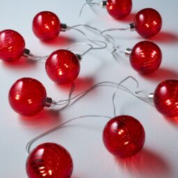 20 Warm White Red Glass Led String Lights With Timer Function Silver Cable - thumbnail 2