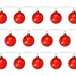 20 Warm White Red Glass Led String Lights With Timer Function Silver Cable - thumbnail 4