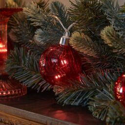 20 Warm White Red Glass Led String Lights With Timer Function Silver Cable - thumbnail 5