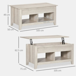 Wyld Haus Tonodo Oak-Effect Lift-Top Coffee Table With Storage And Lower Shelves - 105Cm - thumbnail 3