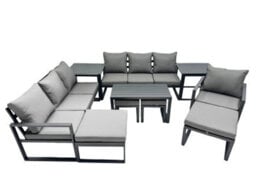 Fimous Outdoor Garden Furniture Set Aluminium Lounge 3 Seat Sofa Oblong Coffee Table Sets With Chair 4 Stools 2 Side Tables - thumbnail 1