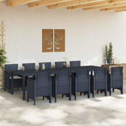 Berkfield Garden Dining Set With Cushion 11 Pcs Anthracite And Cream - thumbnail 3