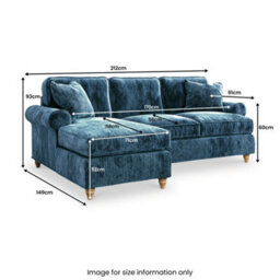 Alfie Navy Blue Right Hand Chaise Sofa For Living Room - Fully Assembled By Roseland Furniture - thumbnail 7