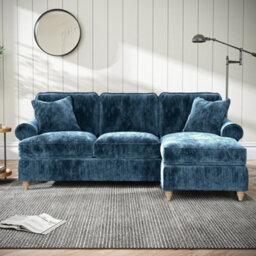 Alfie Navy Blue Right Hand Chaise Sofa For Living Room - Fully Assembled By Roseland Furniture - thumbnail 2