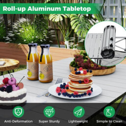 Gainoom Patio Folding Camping Table Silver Portable Picnic Table W/mesh Basket - thumbnail 6