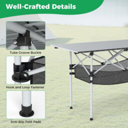 Gainoom Patio Folding Camping Table Silver Portable Picnic Table W/mesh Basket - thumbnail 8