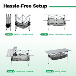 Gainoom Patio Folding Camping Table Silver Portable Picnic Table W/mesh Basket - thumbnail 7