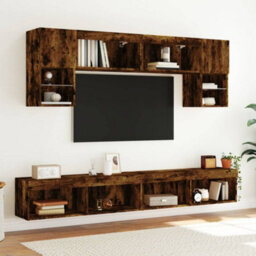 Berkfield Tv Cabinet With Led Lights Smoked Oak 100X30X30 Cm - thumbnail 5