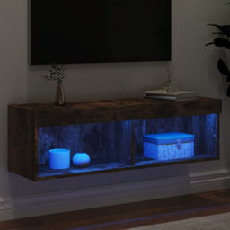 Berkfield Tv Cabinet With Led Lights Smoked Oak 100X30X30 Cm - thumbnail 4