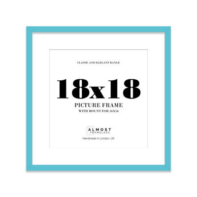 "18X18"" Turquoise Picture Frame - 18X18"" Square Frame With 16X16"" Mount For 18X18""/16X16"" Pictures Moderrn Style Thin Edge, 1 Pack" - image 1