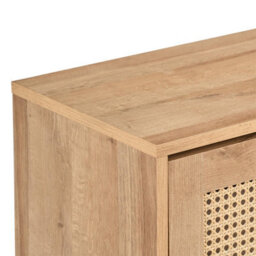 Swish Furniture Manila Oak Rattan 2 Door Flip Down Shoe Storage Cabinet Rack Hallway Furniture - thumbnail 8