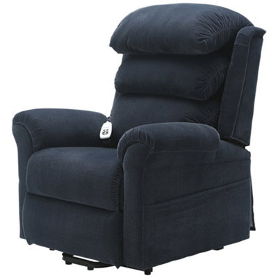 Loops Comfortable Dual Motor Rise And Recline Armchair In Blue Chenille Fabric - image 1