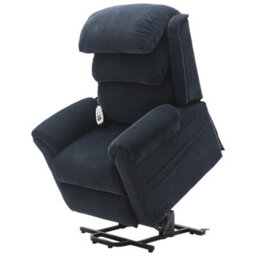 Loops Comfortable Dual Motor Rise And Recline Armchair In Blue Chenille Fabric - thumbnail 3