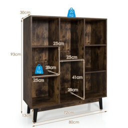 Costway 8-Cube Storage Bookcase Wooden Bookshelf Side Cabinet Freestanding Display Rack - thumbnail 3