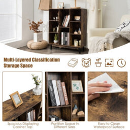Costway 8-Cube Storage Bookcase Wooden Bookshelf Side Cabinet Freestanding Display Rack - thumbnail 5