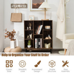 Costway 8-Cube Storage Bookcase Wooden Bookshelf Side Cabinet Freestanding Display Rack - thumbnail 9