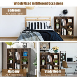 Costway 8-Cube Storage Bookcase Wooden Bookshelf Side Cabinet Freestanding Display Rack - thumbnail 8