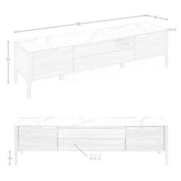 Angel Cerda Elegant Walnut Tv Stand With Marble Glass Top - thumbnail 7