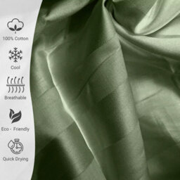Ameha Stripe Duvet Set With Pillowcase Reversible Bedding & Soft Microfiber Cover Olive Green King Size 230X220Cm - thumbnail 9