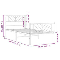 Berkfield Metal Bed Frame With Headboard And Footboard Black 80X200 Cm - thumbnail 9