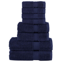 Berkfield 8 Piece Premium Towel Set Solund Navy Blue 600 Gsm