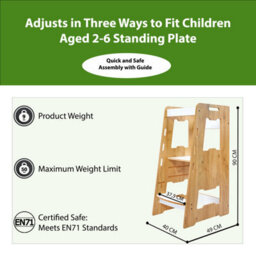 Jerenss Montessori Toddler Learning Tower: Step Stool For Kitchen Helper Kids Toddlers (2-6) Natural - thumbnail 5