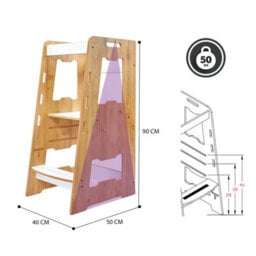 Jerenss Montessori Toddler Learning Tower: Step Stool For Kitchen Helper Kids Toddlers (2-6) Natural - thumbnail 7