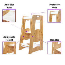 Jerenss Montessori Toddler Learning Tower: Step Stool For Kitchen Helper Kids Toddlers (2-6) Natural - thumbnail 2