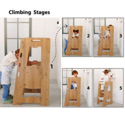 Jerenss Montessori Toddler Learning Tower: Step Stool For Kitchen Helper Kids Toddlers (2-6) Natural - thumbnail 8